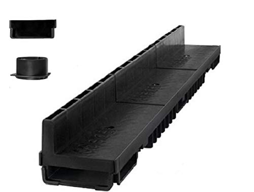 Bielbet Schlitzrinne 21,33€/m Entwässerungsrinne Flachrinne KG Rohr Hofablauf (3m Set, schwarz)