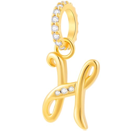 CRISNATA Gold Plated Letter H Pendant Charm, fit Pandora Halloween Bracelet at Amazon