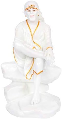 KRISHNAGALLERY1 White Sai Baba Murti for Home Pooja Sai Baba Statue Idol Home Temple Office Décor 10 Inch