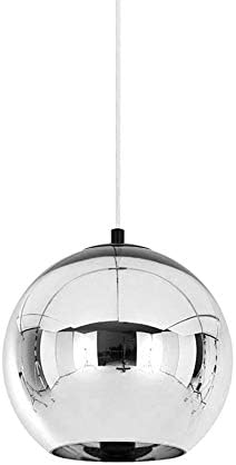 TopDeng Globes Mini Pendant Light Glass, E26 Silver Hanging lamp for Kitchen Island Restaurant Decor Light fixture-15CM