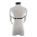 Agoky Women's Faux Leather Harness Collar Cupless Bra Open Mouth 2 Pcs Lingerie Set Role Play Costumes