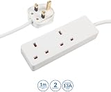 PRO ELEC PELB1912 2 Gang Extension Lead 1m White view 2