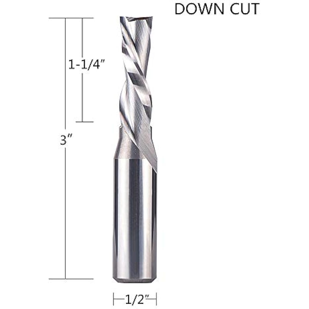 Spiral Downcut Router Bits With 3/8 Inch Cutting Diameter, 1/2 Shank