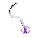 Crystal Pink Screw Nose Ring Stainless Steel 18G