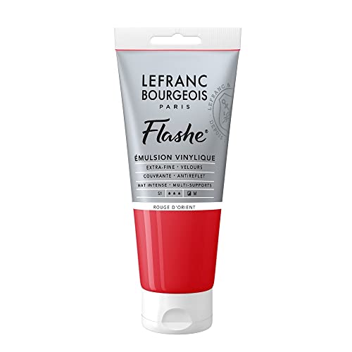 Lefranc Bourgeois 300646 Flashe Acrylfarbe & Vinylfarbe, hochpigmentiert, elastisch, lichtecht, alterungsbestaendig, matt, fuer den Innen- & Aussenbereich, 80ml Tube - Zinnoberrot