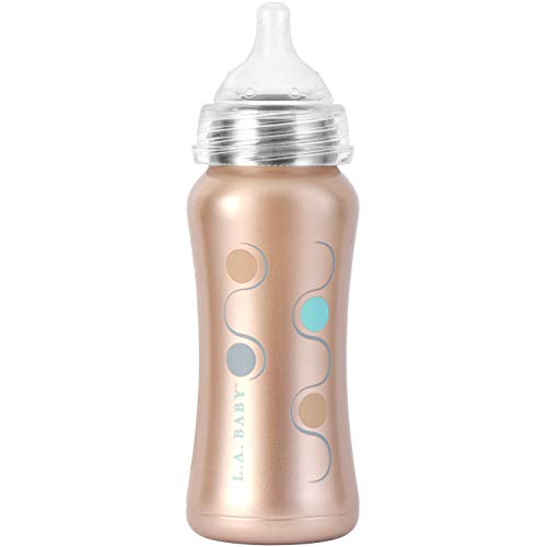 LA Baby Ultimate Insulated Baby Bottle 9 oz - Rose Gold