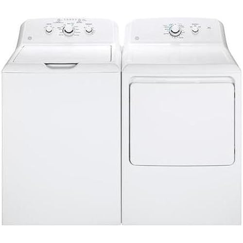GE White Laundry Pair with GTW330ASKWW 27"" Top Load Washer and GTD33EASKWW 27"" Front Load Electric Dryer