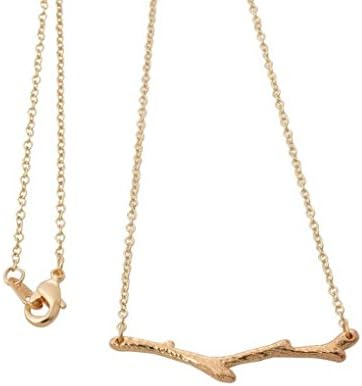 Us-DeSiGn : 1pc Gold Silver Simple Tree Branch Twig Pendant Necklace for Women Nature woodland Olive Bar Botanical Plant Limb Necklace N146