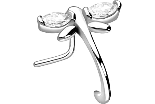 Piercingline® Women's Nose Stud Crystal Clear Surgical Steel 0.8 mm - silver colours