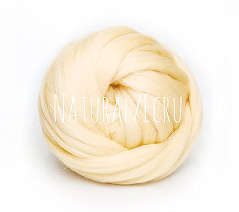Chunky Wool - Ecru/Natural - for arm Knitting Chunky Blanket Weaving Felting Jumbo Yarn Giant Wool Soft 50g (0.11lb) — image 1