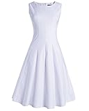 OUGES Women's Sleeveless Solid Fit-and-Flare Work Dress