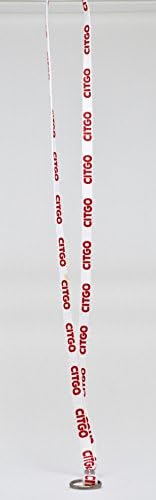 Citgo Lanyard - White w/ Red Lettering - 18 Inches - Metal Ring Holder - New - Collectible