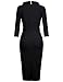 MUXXN Party Dresses for Women Classy Elegant 50s Prom 3/4 Sleeves Bodycon Midi Back Split Pencil Dress Black M