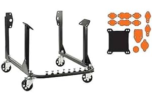 JEGS Rolling Engine Cradle With Block-Off Kit | Fits Chevy Small Block | Steel Construction | Black Powder Coat | 3” Heavy Duty Steel Wheels | 750 LBS Capacity