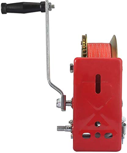 ORANDESIGNE 3500lbs Gear Hand Crank Straps Winch Hand Crank Manual Boat ATV RV Trailer Heavy Duty - Image 2