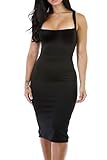 Alvaq Women's Sexy Backless Bodycon Midi Party Evening Dresses Medium Black