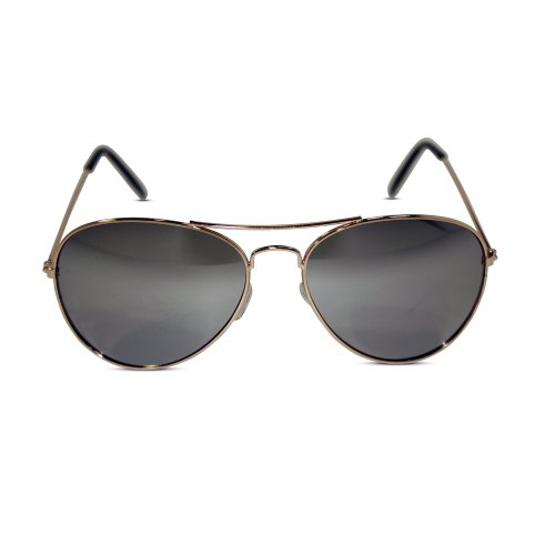 Unisex Aviator Sunglasses with Silver Mirrored Lens (Gold)