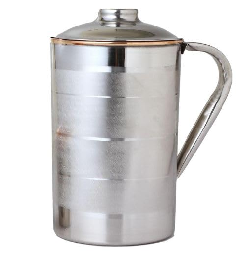 Photo 1 of 2activelife Copper and Stainless Steel Jug | 1.5L Pitcher with Outer Stainless Steel & Inner Pure Copper | For Ayurveda Health Benefits | No Polish, No Coating | Made in India
