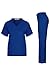 MedPro Women's Solid Medical Scrub Set Mock Wrap Top and Cargo Pants Royal Blue M