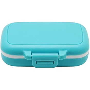Meta-U Small Pill Box Supplement Case for Pocket or Purse - 3 Removable Compartments Travel Medication Carry Case - Daily Vitamin Organizer Box (Blue)