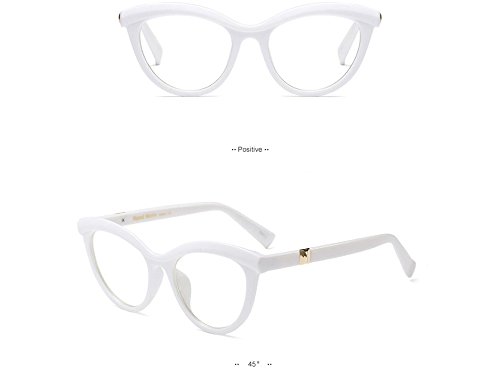 Allt Vintage Cat Eye Optical Eyewear Half Tinted Frame Mod Eyeglasses with Clear Lenses For Women (White)
