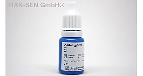 Sailor Jerry Tattoofarbe Blau, 10 ml. Made in GERMANY! Mit Zertifikat! Tätowierfarbe, Tattoo Ink, Vertrieb durch HAN-SEN GmbH