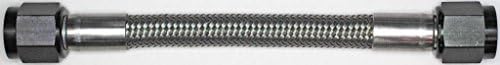 AN-6 8 In. Long Stainless Steel Braid Teflon Hose/black straights NC