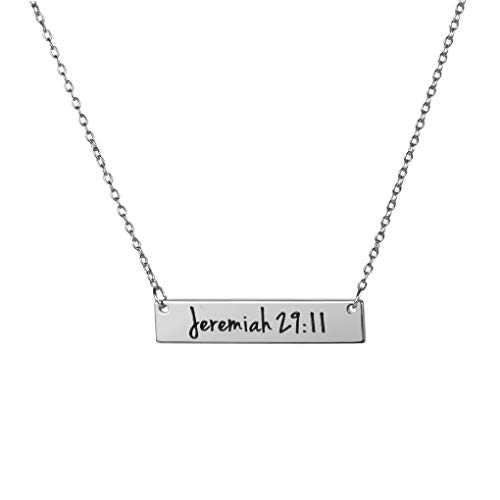 MemgiftChristian Bar 𝐍𝐞𝐜𝐤𝐥𝐚𝐜𝐞 Bible Verse Faith Jewelry Baptism Christmas Birthday 𝐆𝐢𝐟𝐭 𝐟𝐨𝐫 𝐖𝐨𝐦𝐞𝐧