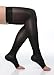BriteLeafs Sheer Compression Stockings Thigh High 20-30 mmHg, Firm Support, Open Toe, Stay-Up Silicone Band (XX-Large, Black)