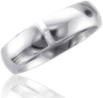 Stainless Steel Diamond Band Ring (0.03 carat)