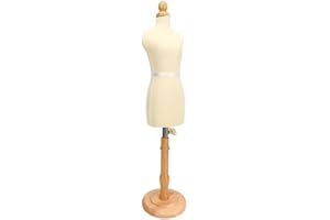 Height Adjustable Dress Form Manikin Body with Wooden Base, Female Mannequin Torso with Stand, Pinnable Mannequin Body Dress 