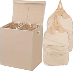 Simple Houseware Double Laundry Hamper with Lid and