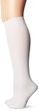 HUE Women's Flat Knit Knee Socks (Pack of 3),White,One Size