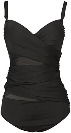 Faerdasi Womens Plus Size Swimwear Black One Piece Swimsuit Underwire Bathing Suit