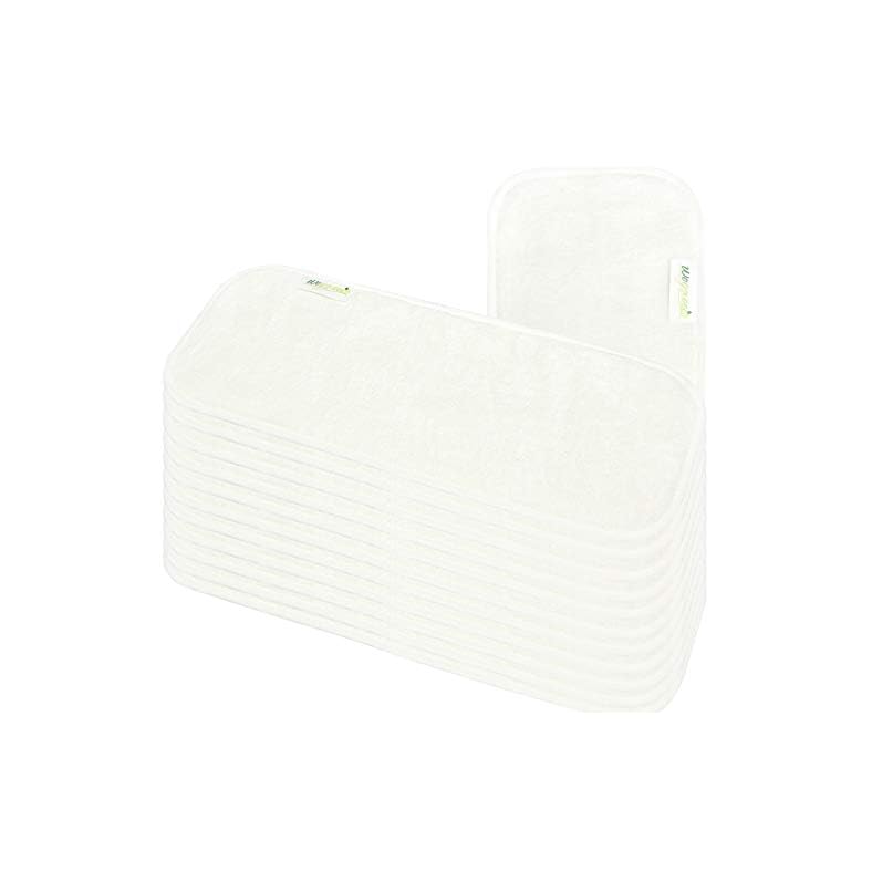 wegreeco Reusable Soft 4 Layers 12 Pack Bamboo Inserts for Baby Cloth Diaper,High Absorbing Washable Liners