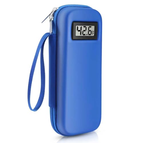 Insulin Cooler Travel Case with Temperature Display: TSA Approved Medication Diabetic Cooler for Travel, Diabetes Case for Insulin Pens for Daily Use & Trip (Blue)
