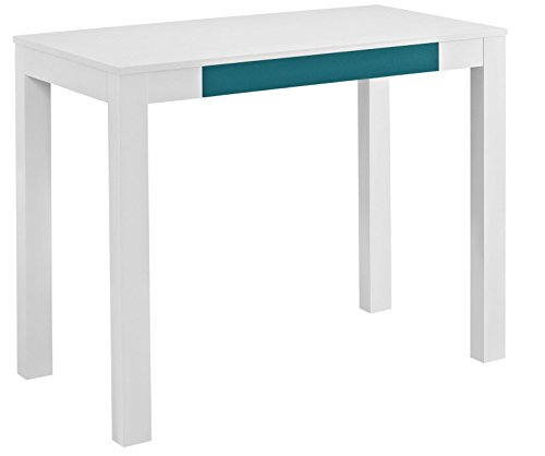 Altra Parsons Desk with Drawer, White/Teal