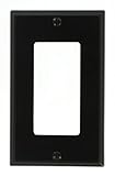 Leviton 80401-NE 1-Gang Decora/GFCI Device Wallplate, Standard Size, Thermoplastic Nylon, Device Mount, Black