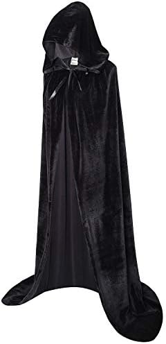 Ourlove Fashion Unisex Full Length Hooded Robe Cloak Long Velvet Cape Cosplay Costume 59"