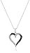Amazon Essentials 10K White Gold Black & White Diamond Heart Pendant Necklace (1/3 cttw), 18