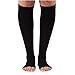 Mojo Compression Socks Knee Length with Wide Calf | Open Toe | Black Small