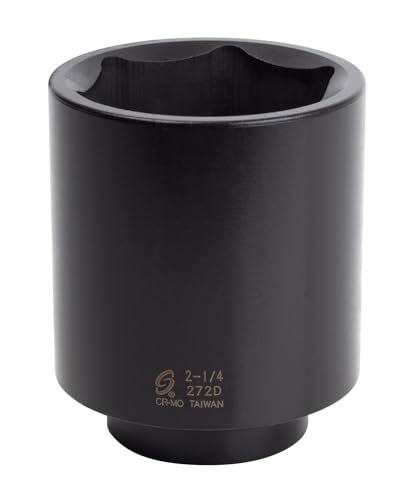 SUNEX Tools 1/2 in. Drive 2-1/4 in. 6-Point Deep Impact Socket, CR-MO Steel, Mo…