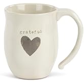DEMDACO Grateful Heart Cream Inspirational 16 ounce Ceramic Stoneware Coffee Mug