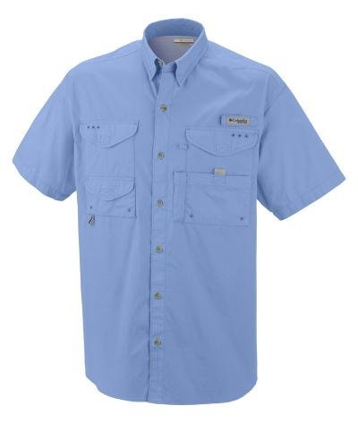 Columbia Men's Bonehead Short-Sleeve Work Shirt, White Cap Blue, Medium