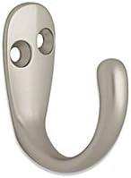 Single Prong 2-Pack Wall Mounted Hooks in Satin Nickel Finish