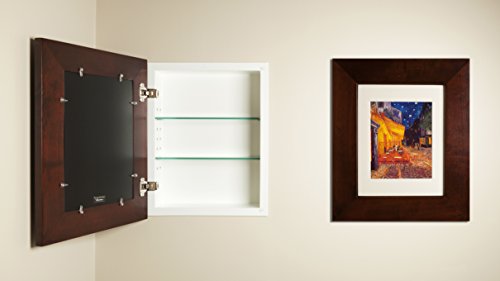 14x18 Espresso Concealed Cabinet (Large), a Recessed Mirrorless Medicine Cabinet with a Picture Frame Door