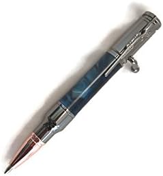 Blue Acrylic Mini 30 Caliber Bolt Action Pen with Gun Metal Finish - Gift for Men SJS113A
