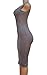 Romastory Women's v-Neck Solid Sleeveless Knee Fitted Dress, Gray, Medium
