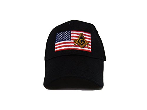 USA Mason Masonic Freemason American Patch Black Embroidered Cap Hat
