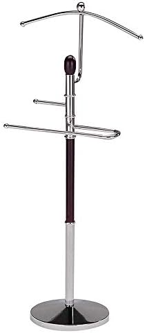 Vanity Valet Stand Walnut Finish Wood & Metal Suit Valet Rack Stand Organizer Keep Your Suit Jackets Coats Hats and Ties in Pristine Condition with This Convenient Hat and Coat Rack Valet 11x11x44.5'h